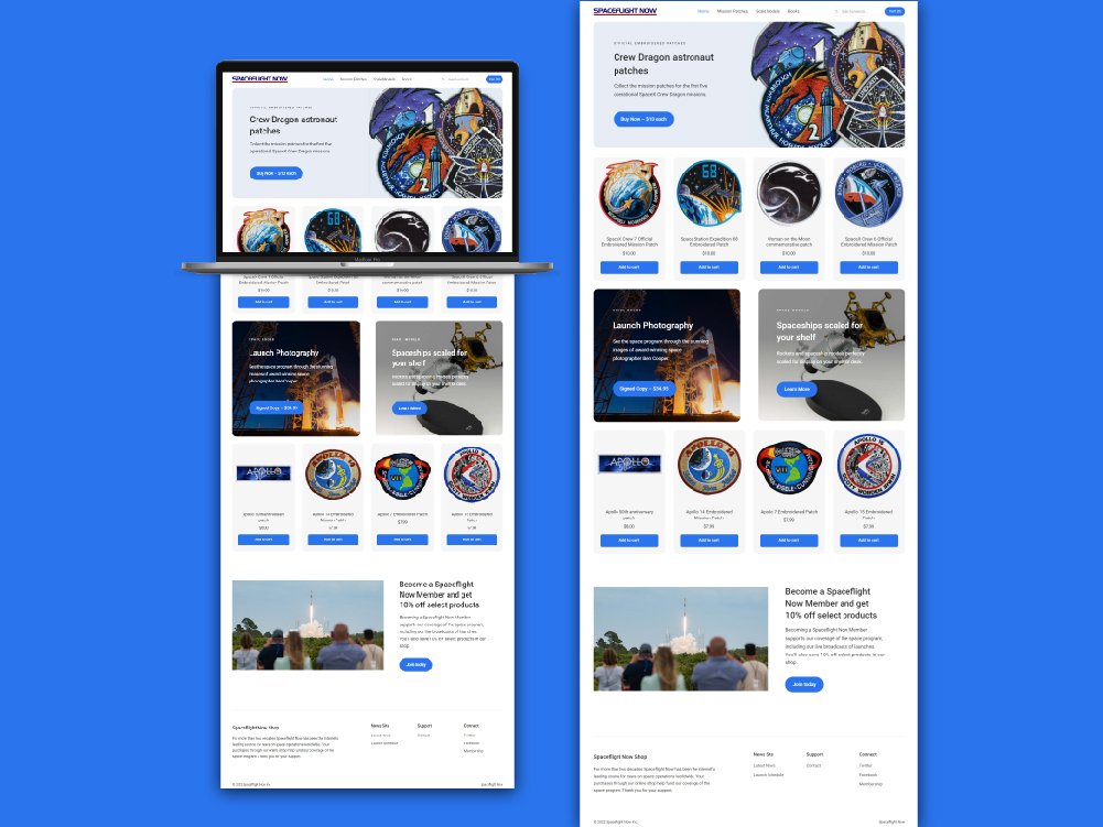 Spaceflight memorabilia e-commerce website we designed